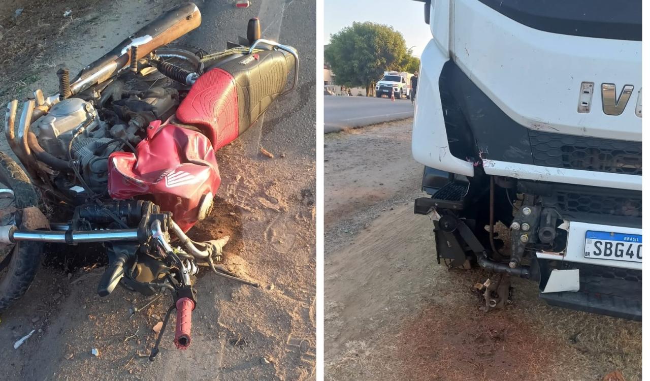 Mombaça: dois morrem em colisão entre moto e caminhão na CE-060